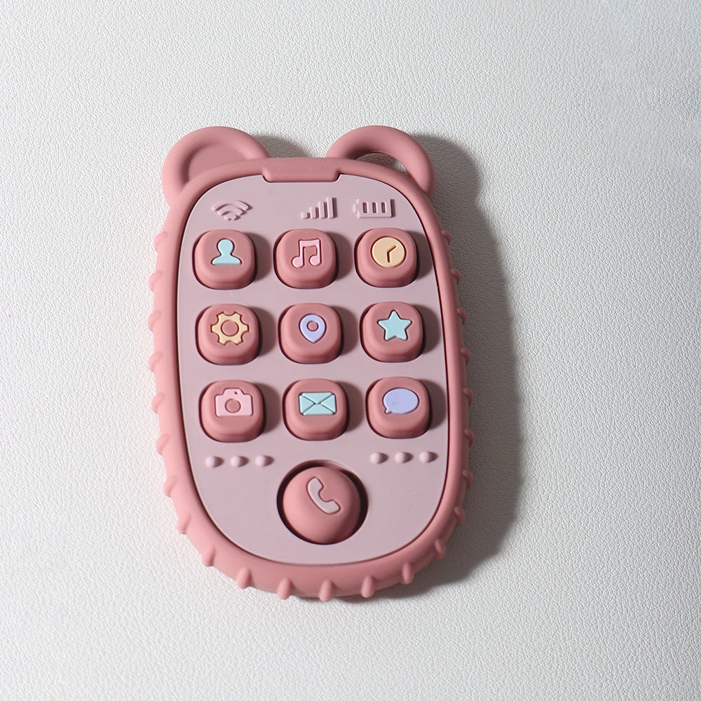New Baby Teether Mobile Phone Shape Silicone Teether Teething Toy Kids Sensory Educational Toy Baby Gift Set