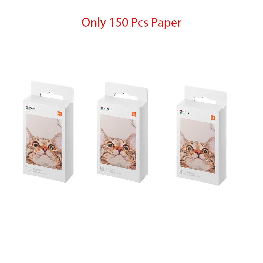 Original 100% Xiaomi ZINK Pocket Printer Paper Self-adhesive Photo Print 50pcs Sheets Xiaomi 3-inch Mini Pocket Photo Printer CN