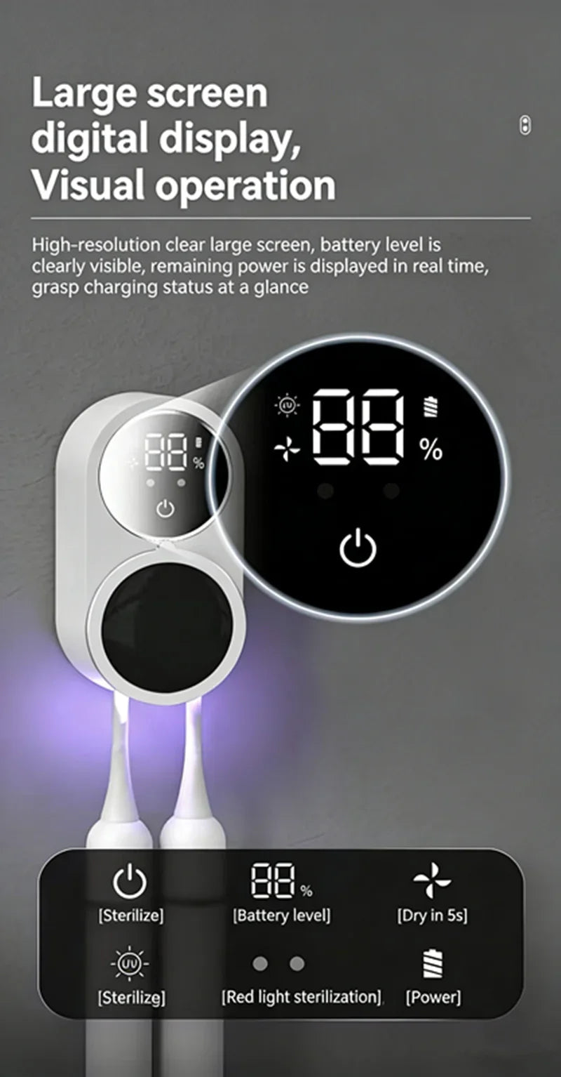 Mini Portable Rechargeable Travel Toothbrush Sterilizer Induction Switch with Charge Display Toothbrush Sterilizer Case