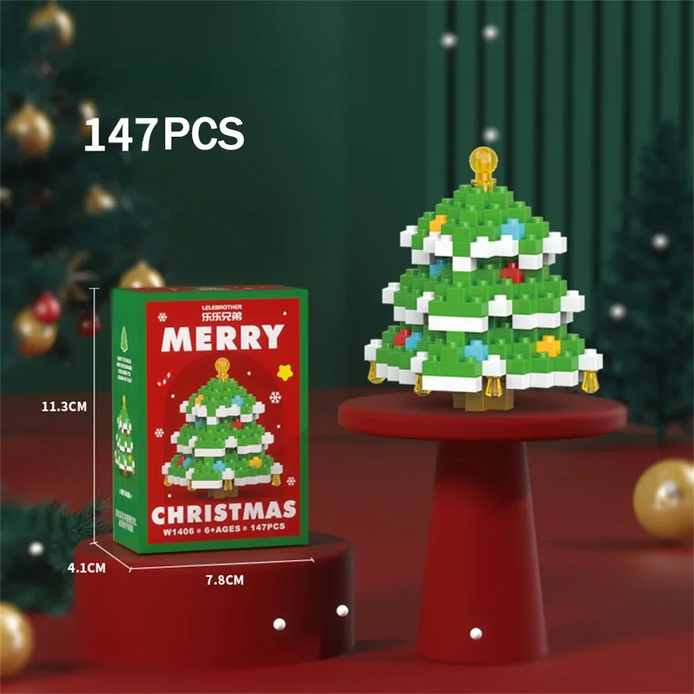 Christmas Gifts Micro Mini Building Blocks - Santa Claus, Christmas Tree, Reindeer, Snowman Train Elements Puzzle Assembling Toy