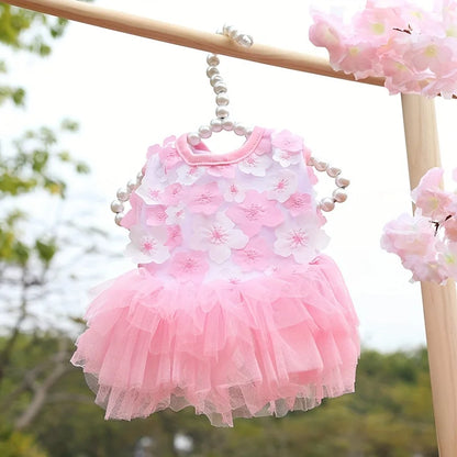 Floral Princess Dog Dress, Flower Puppy Apparel For Mini To Medium Dogs, Breathable And Soft, Perfect For Outings