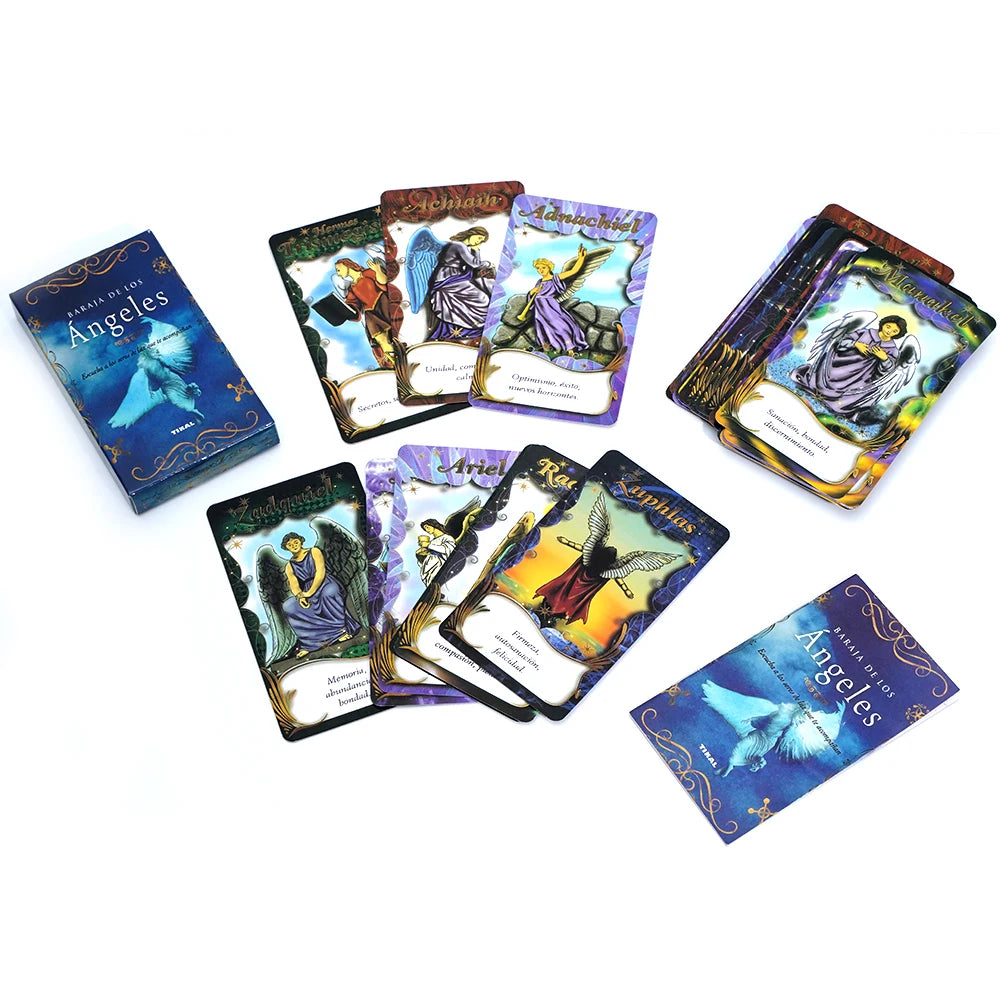 Spanish Tarot cards Angel Oracle Deck Spanish Spiritual Card Set Divine Guidance Angelic Messages Inspirational pocket-sized