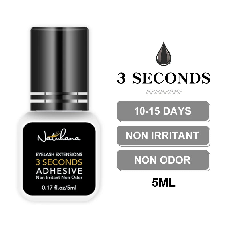 NATUHANA 5ml Professional Eyelash Extension Glue Fast Drying Strong Hold Low Smell Long Retention False Lash Adhesive