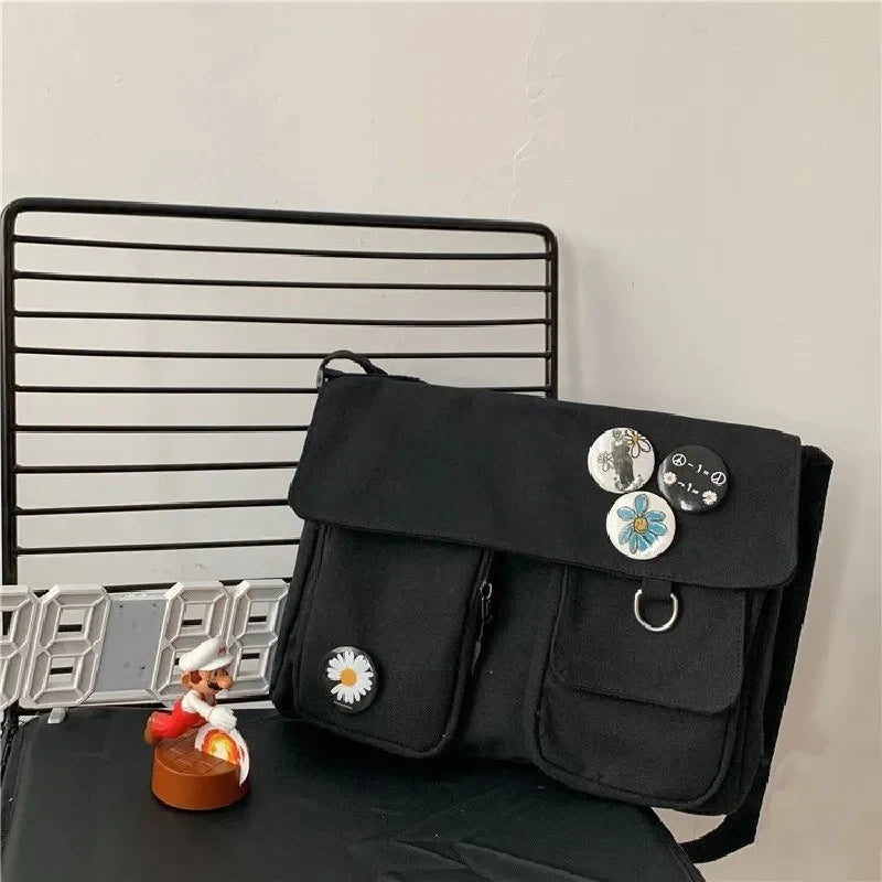 Xierya Women Canvas Messenger Bag Youth Ladies Fashion Shoulder Bag Student Large Capacity Female Crossbody Bags Woman Packet