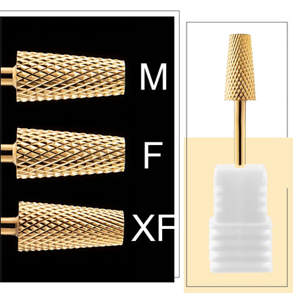 5 In 1 Tungsten Carbid Nail Drill Bits Milling Cutter For Remove Nail Polish UV Gel Tapered Safety End Cut Manicure Tools Golden