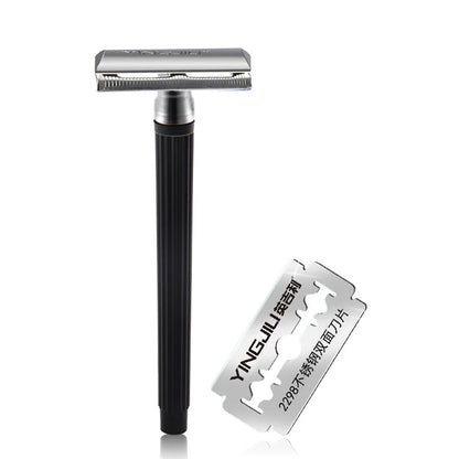 1 Razor Handle + 1 Blade Men Shaving Classic Manual Shaver Double Edges Safety Razors Metal Traditional Shaver