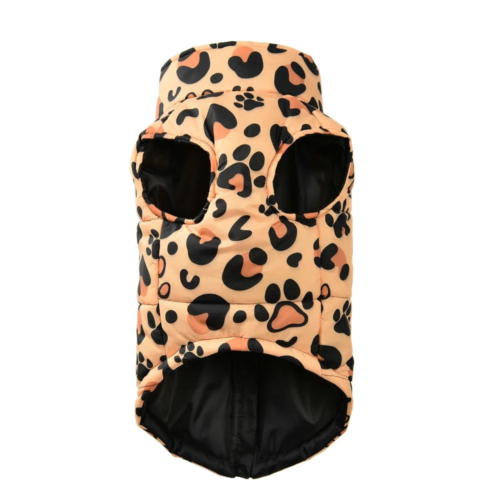 Dog Jacket Winter Warm Clothes For Small Medium Dogs Cats Leopard Print Pet Puppy Coat With D-ring Chihuahua Yorkie Pug Outfits