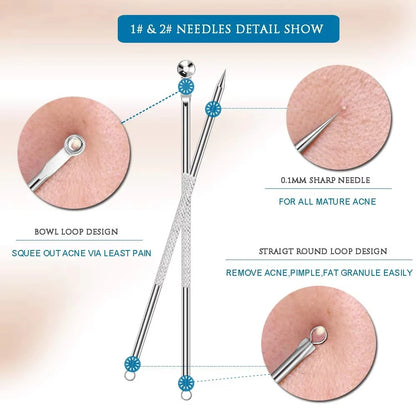 4Pcs Blackhead Remover Acne Needle Facial Cleansing Acne Extractor Remove Blackhead Pores Cleaning Tools