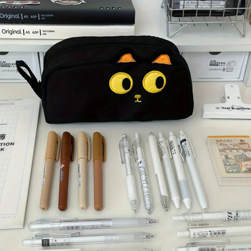 Cute 3D Black Cat Pencil Case-Large Capacity Polyester School Supplies,Cute Cat Lover Gift for Students & Office (Paw Design)