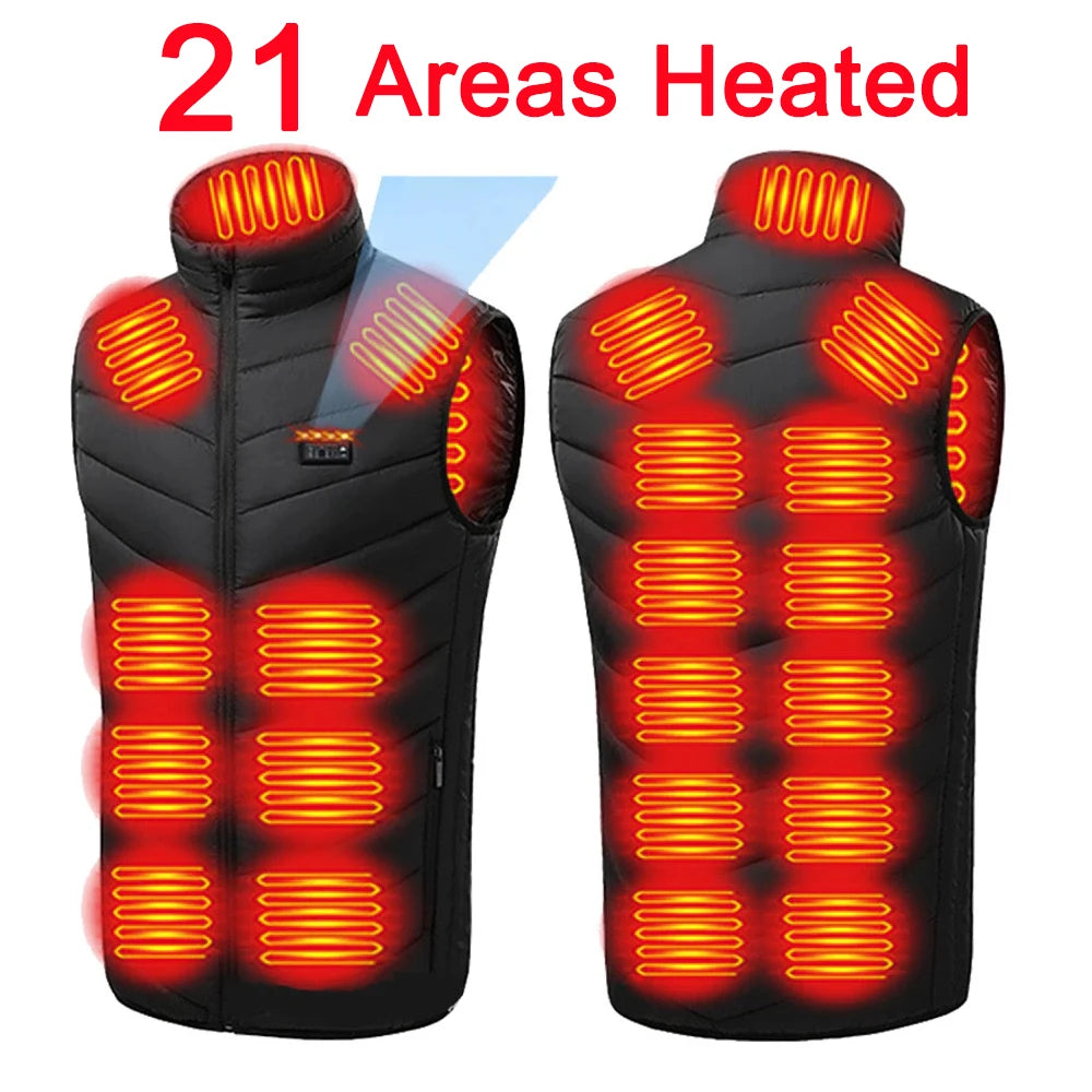 USB Heated Vest Winter Warm Hiking Heated Jacket Vest Outdoor Sports Men Ski Warming Heating Thermal Clothing