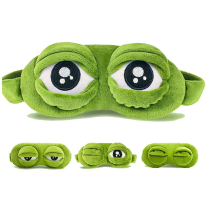 3D Sad Frog Sleep Mask Natural Sleeping Eyeshade Cover Shade Eye Patch Women Men Soft Portable Blindfold Travel Eyepatch