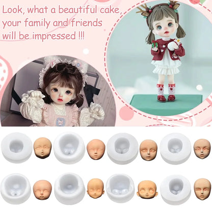 3D Baby Face Silicone Molds Human Facial Mould DIY Doll Modified Polymer Clay Fondant Cake Decor Action figure Handmade Mold