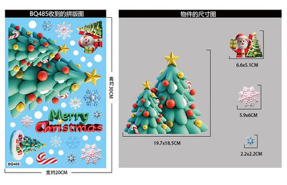 2025 Christmas Static Window Clings - Gingerbread Man Snowman Snowflake & Santa Claus Decals for Xmas Holiday Party Decorations