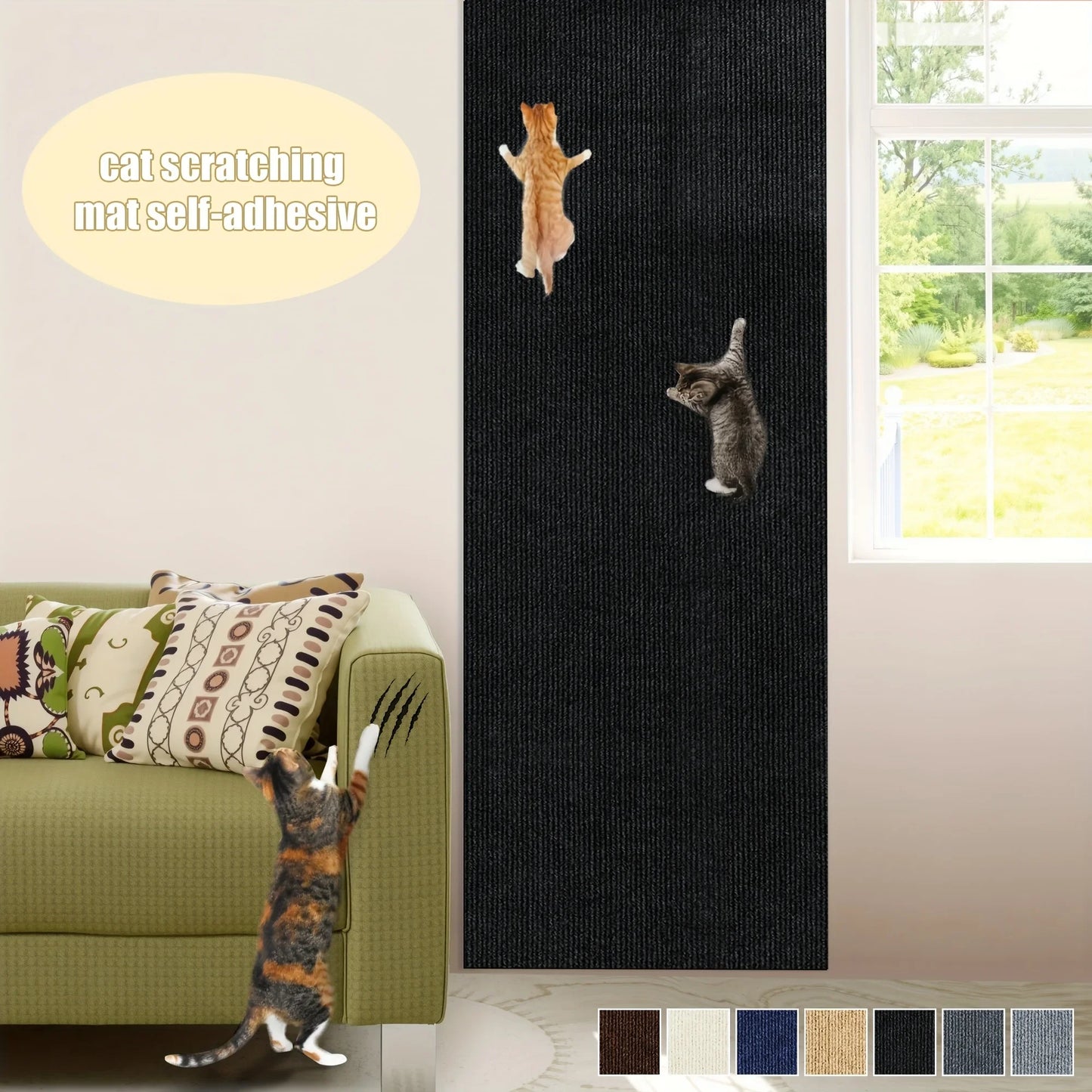 Self-Adhesive Cat Scratching Mat Trimmable Cat Scratching Post Cat Carpet for Anti-scratching Protector Anti Cat Scratch Mat