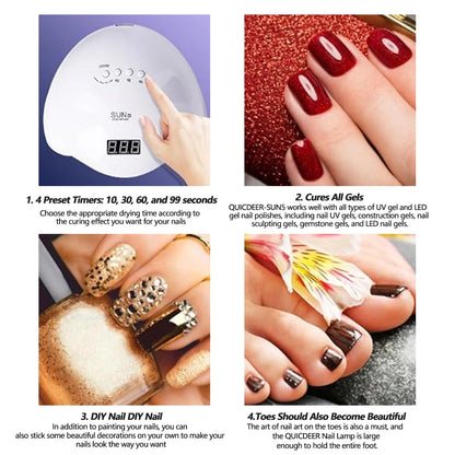 YIKOOLIN SUN5 48W LED UV Lamp for Nails Drying With 4 Timers Automatic Sensor All Gel Professional Nail Art Tools Accessories