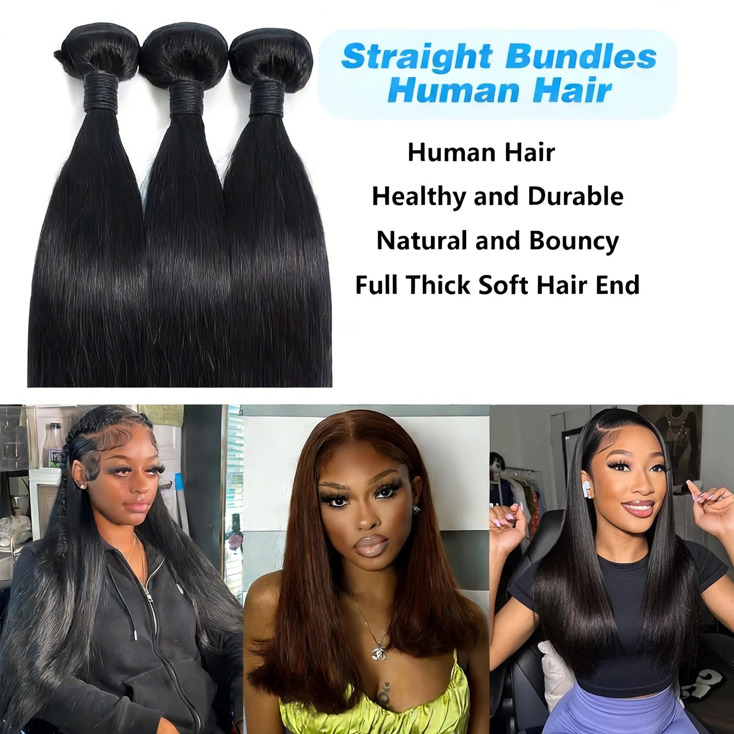 30 32 Inch Bone Straight Bundles Human Hair 100% Unprocessed Raw Remy Hair 3 4 Bundles Brazilian Extension Double Weft For Women