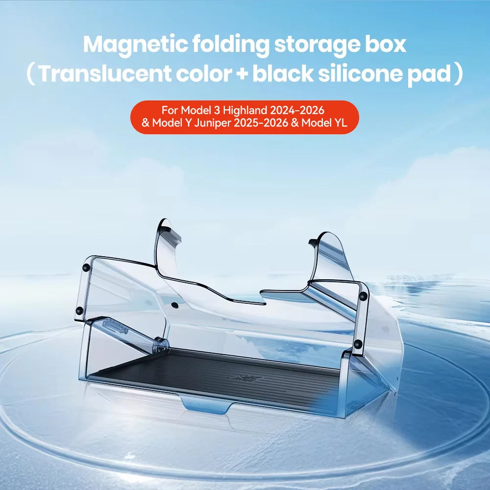YZ For New Tesla Highland Model 3 Y Juniper Tray Magnetic Under Screen Fold Storage Box ETC Screen Storage Box Accessories