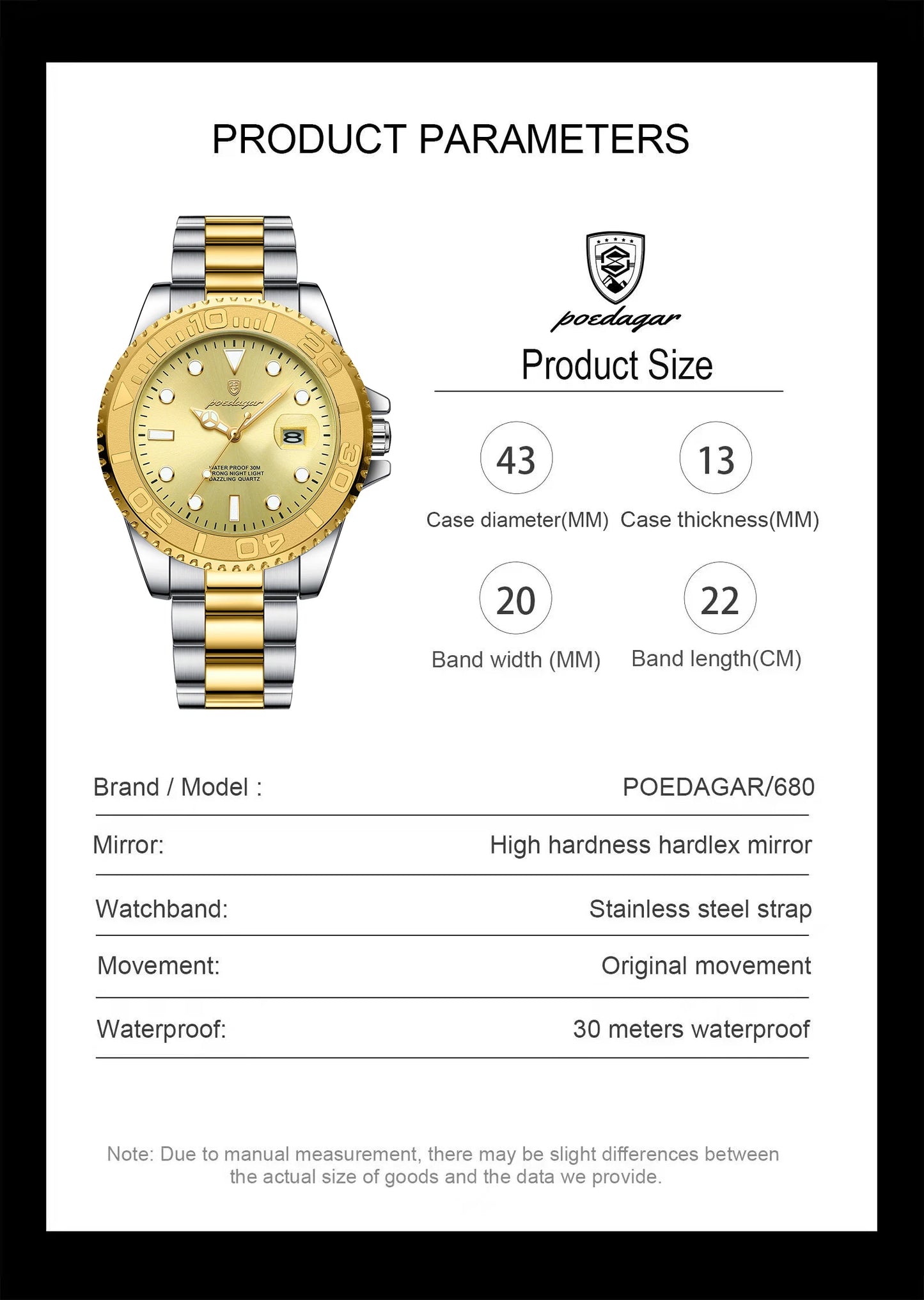 POEDAGAR Original Luxury Man Wristwatch Waterproof Luminous Date Men Watch Stainless Steel Fashion Business Men's Quartz Watches