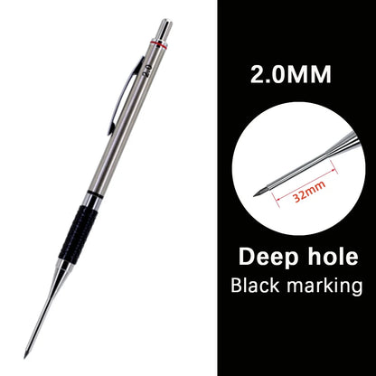 New Deep Hole Woodworking Mechanical Pencil, 2.0mm Anti Slip Soft Set Grip Handle Automatic Pencil Engineer Drawing Marking Tool