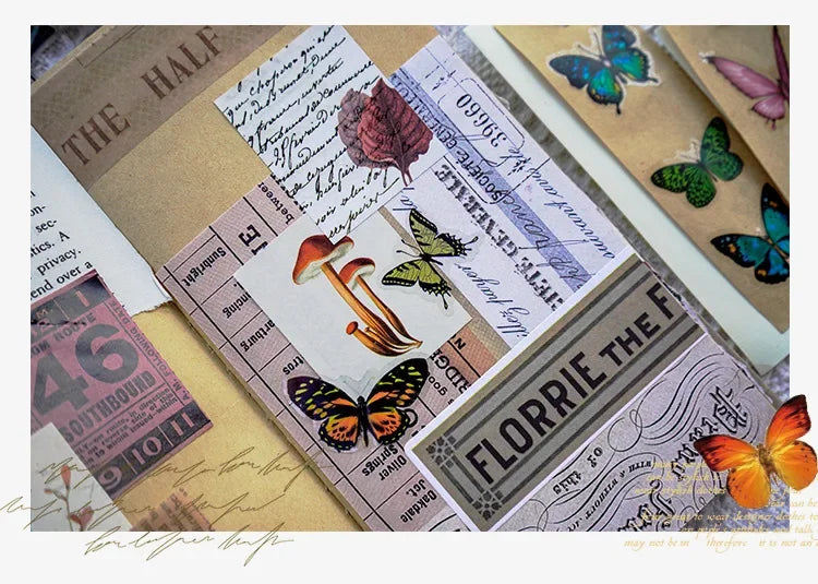 Journamm 40pcs/pack Butterfly Series Stickers Art Collage Junk Journal DIY Scrapbooking PET Waterproof Craft Aesthetics Stickers