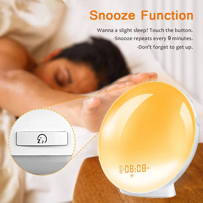 Sunrise Alarm Clock Wake Up Light Clock Sunrise/Sunset Simulation Digital Clock with Night Light FM Radio Desk Clocks