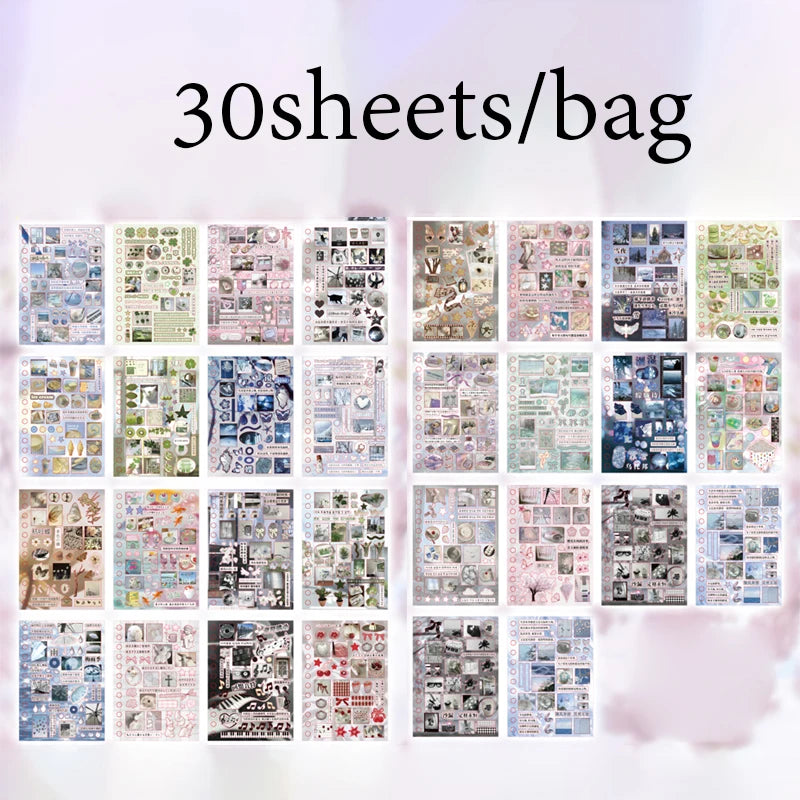 2Style 30 pieces/bag Time Reshaping Cut Film Coil Sticker Book Handbook Material Sticker DIY Photo Frame Scrapbook Notebook Cup