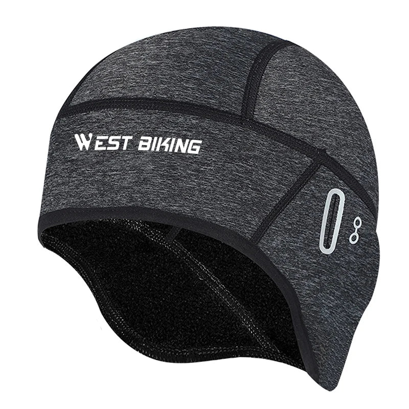WEST BIKING Winter Fleece Cycling Cap Windproof Thermal Skull Cap Helmet Liner Running Skiing Motocycle Riding Men MTB Bike Hat