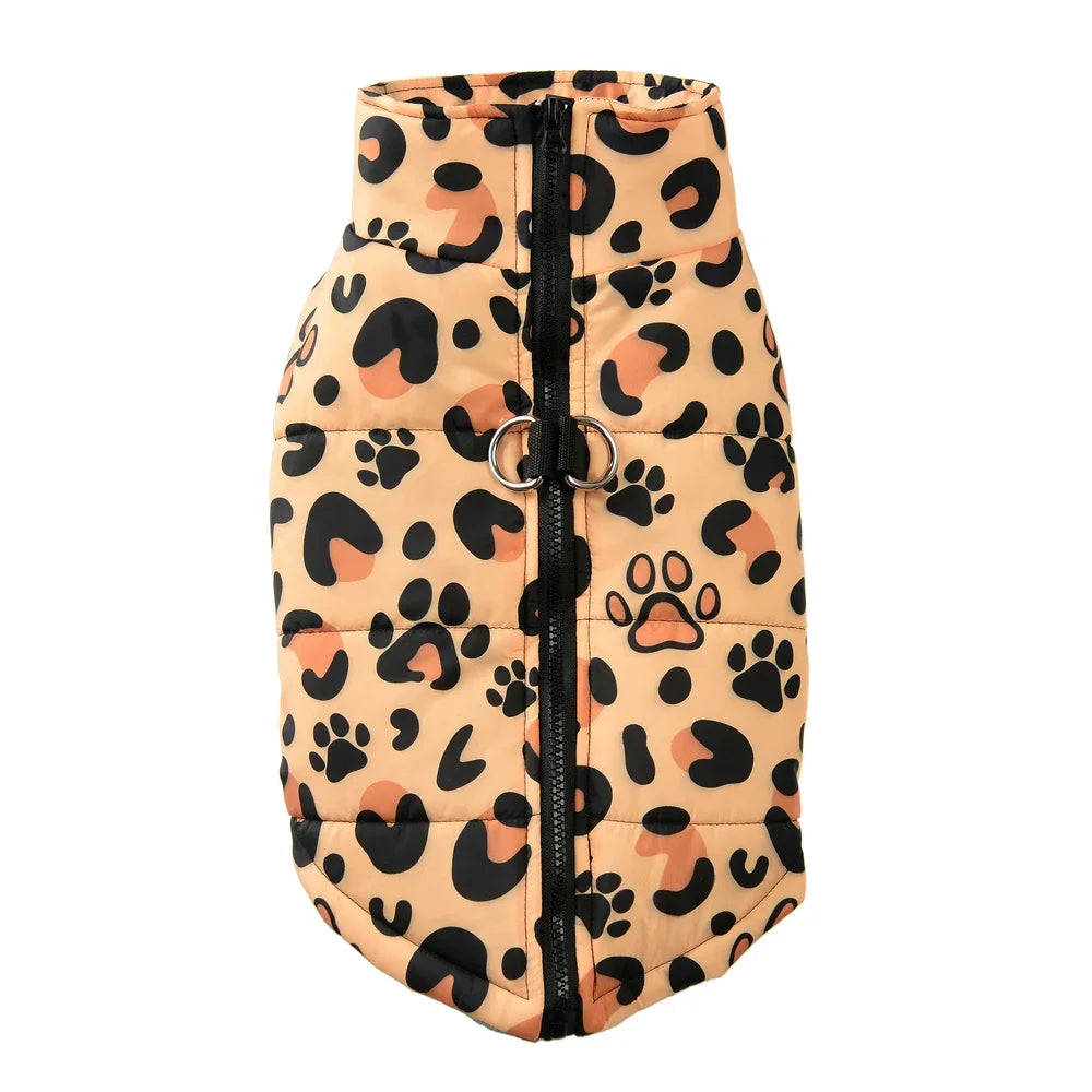Dog Jacket Winter Warm Clothes For Small Medium Dogs Cats Leopard Print Pet Puppy Coat With D-ring Chihuahua Yorkie Pug Outfits