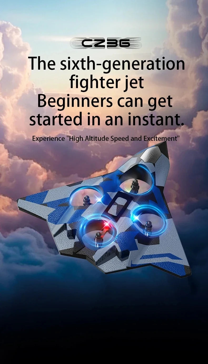 Remote Control Fighter Foam Glider Electric Stunt UAV Airplane Helicopter with LED Lights Aircraft Model RC Toy for Kids Boys