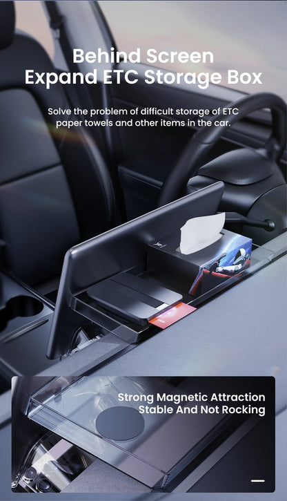 YZ For New Tesla Highland Model 3 Y Juniper Tray Magnetic Under Screen Fold Storage Box ETC Screen Storage Box Accessories