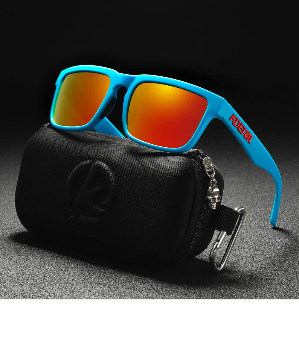 KDEAM Men's Polarized Sunglasses Square Casual Outdoors Sun Glasses Women Unisex Sunglass For Couple With Zipper Case