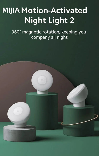Original Mijia Night Light 2 Smart Motion Sensor, Dimmable Brightness Auto Light Sensing Bedside Lamp for Bedroom Kids Adults