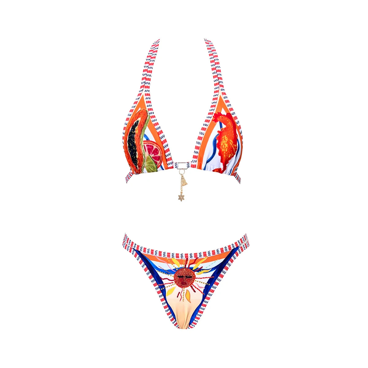 2026 New High Quality Elegant One Piece Swimsuit And Skirt Print Deep-V Lace-up Women Bikini Set Swimwear Party Bathing Suit