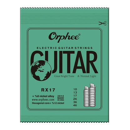 Orphee Electric Guitar Strings Set RX Series Hexagonal Carbon Steel 6 String for Electric Guitar Accessories Practice Use