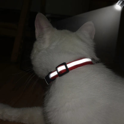 Reflective Cat Collar Engraved Safe Cats Kitten Collars with Bell Puppy Pet Necklace Accessories for Cat Small Dog Chihuahua