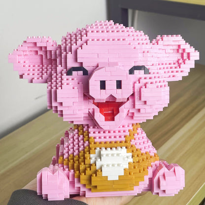 Knew Built Cute Pink Smile Pig Micro Mini Building Blocks Toy - Bringer of Good Mood and Fortune Bricks Deco at Home Office