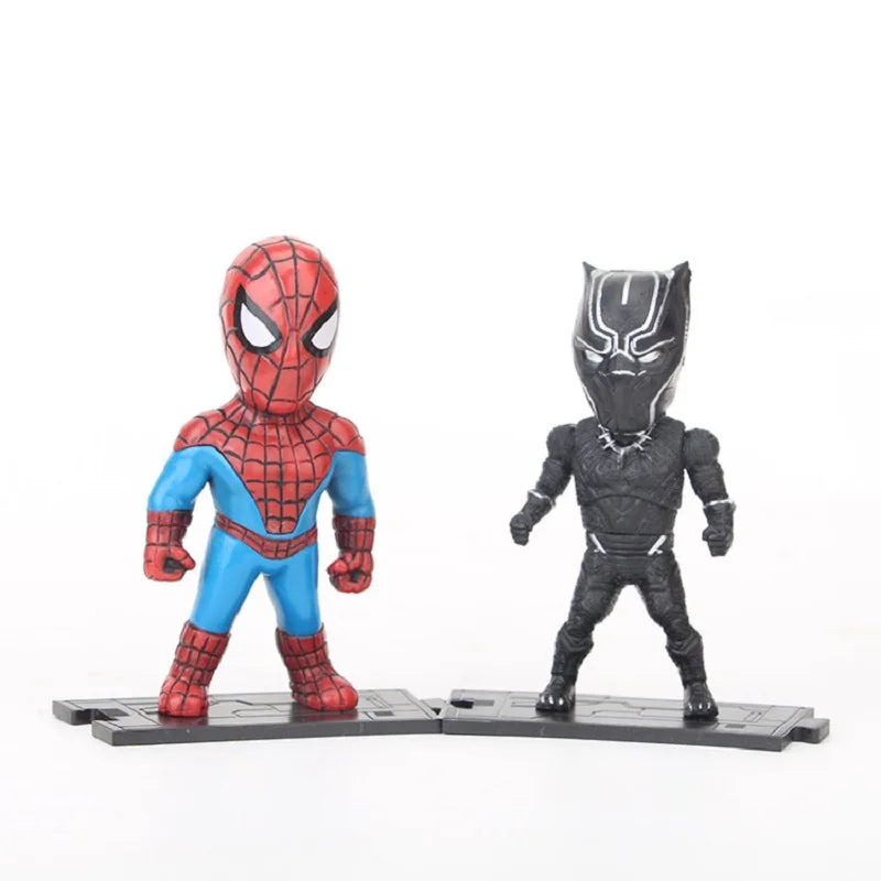 6pcs/set Ironman Spiderman Hulk Captain American Black Panther Thanos Action Figure Collection Model Toys Ornament