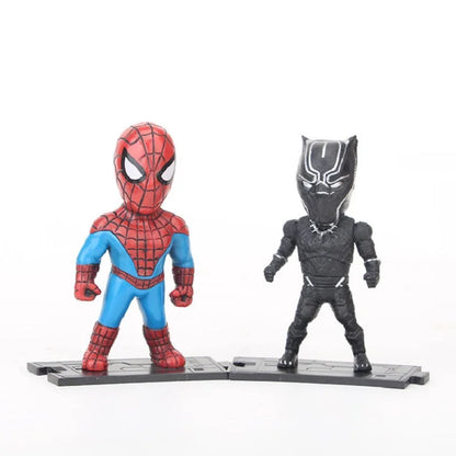 6pcs/set Ironman Spiderman Hulk Captain American Black Panther Thanos Action Figure Collection Model Toys Ornament