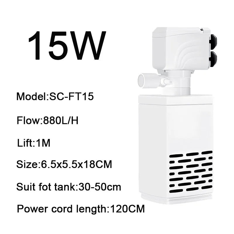 3 in 1 Aquarium Filter Pump Silent Fish Tank Submersible Air Oxygen Aerator Aquarium Air Pump Water Changer Pump Wave Maker 220v