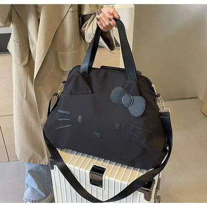 Sanrio large-capacity black travel bag KT business trip luggage bag Hello Kitty bow casual cartoon bag convenient backpack