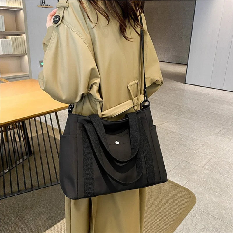 HOMEFISH Large Capacity Nylon Crossbody Bag Casual Solid Color Messenger Shoulder Bag with Removable Strap
