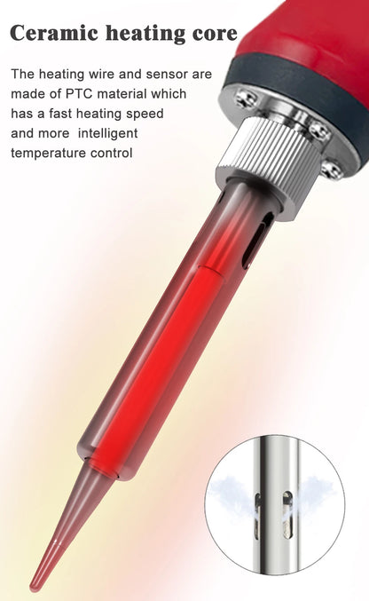 80W Soldering iron kit adjustable temperature LCD solder welding tools Ceramic heater soldering tips Tweezers soldering wire