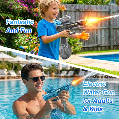 Electric Water Blaster Gun Children Automatic Water Pistol WaterGun with Led Light Summer Outdoor Game Party Toy for Adults Kids