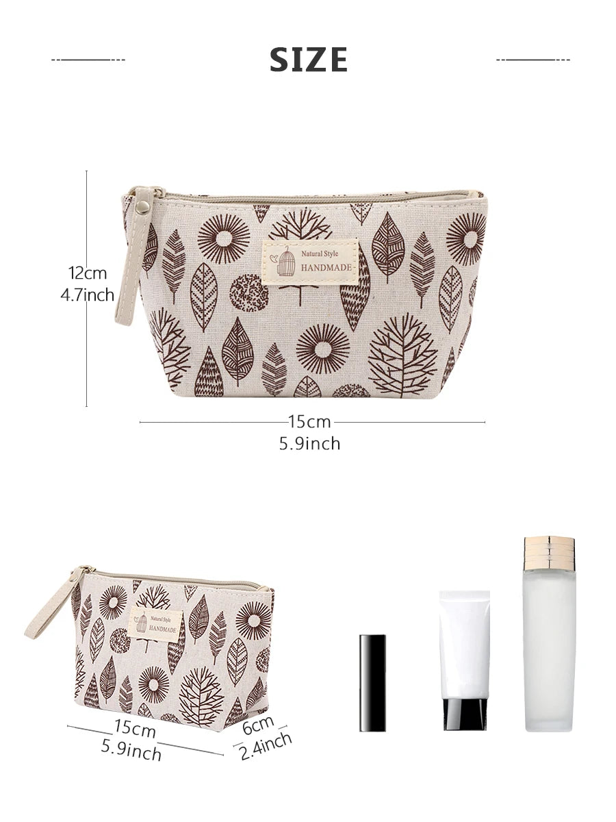 New Canvas Cosmetic Bags Zipper Opening Key Card Holder Cartoon Student Pencil Case Coin Purse Ladies Hand Portable Storage Bag