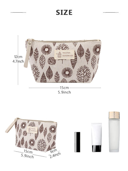 New Canvas Cosmetic Bags Zipper Opening Key Card Holder Cartoon Student Pencil Case Coin Purse Ladies Hand Portable Storage Bag