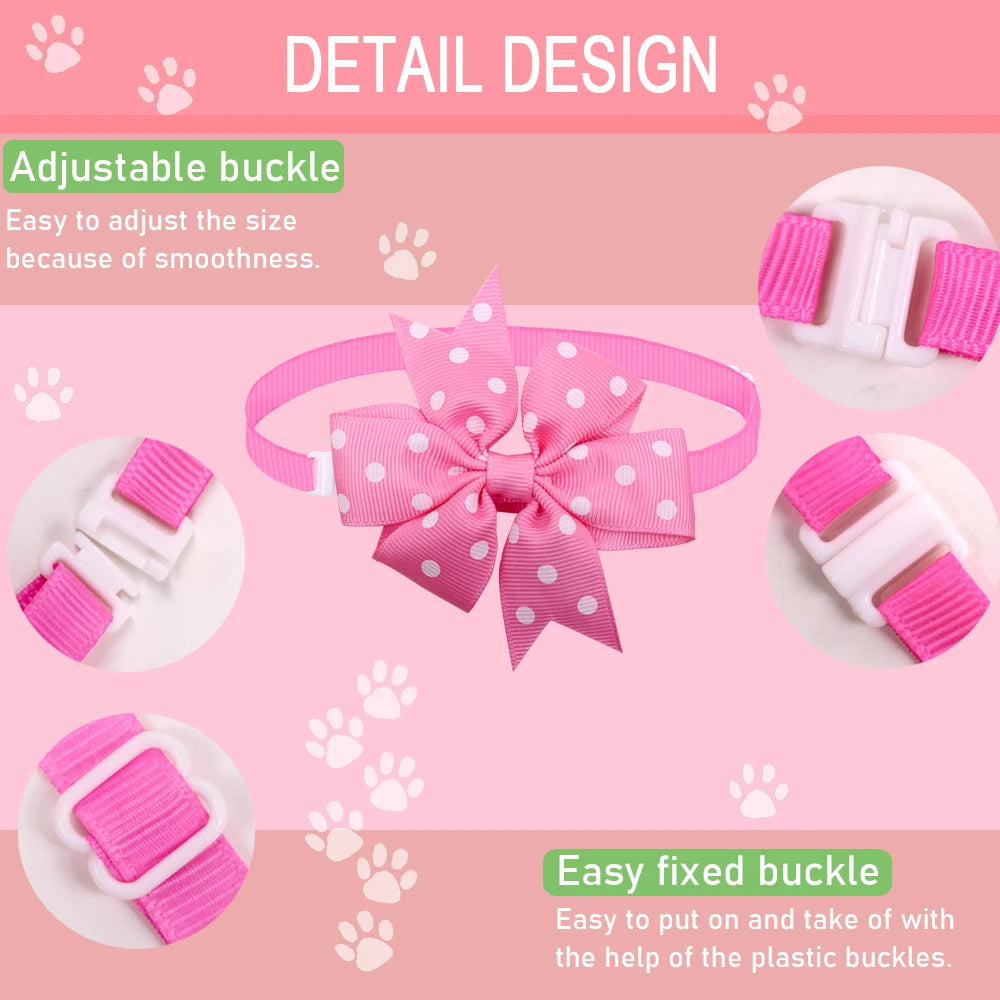 50pcs  Dog Bowtie Dot Solid Bow Tie Collar For Small Dogs  For Dog DIY Bowties Necktie Pet Grooming Accessories For Small Dogs