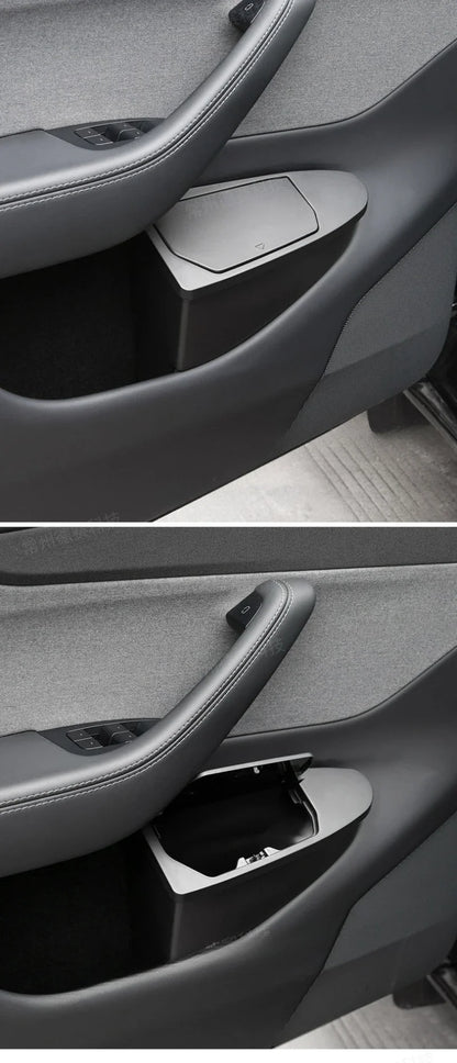 For Tesla Model Y/YL Juniper 2025 Front Door Storage Trash Can Car Door Storage Box Multi Functional Storage Box Car Accessories