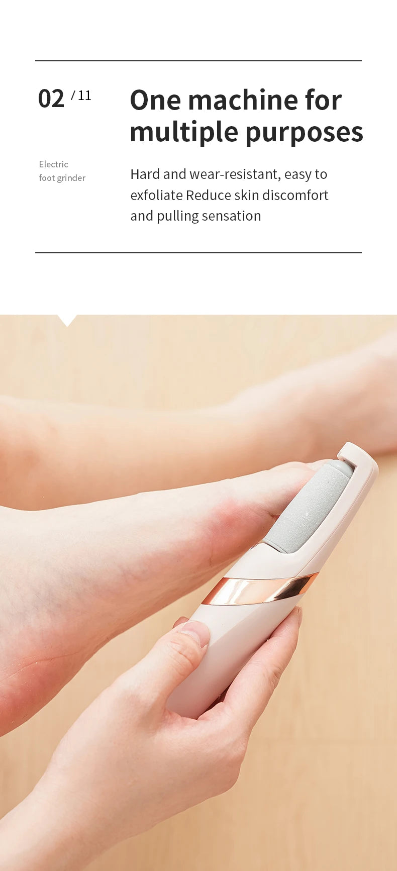 HOMEFISH Electric Foot Grinder Automatic Foot Callus Rubbing Pedicure Dead Skin Callus Remover for Foot Rechargeable Foot Beauty