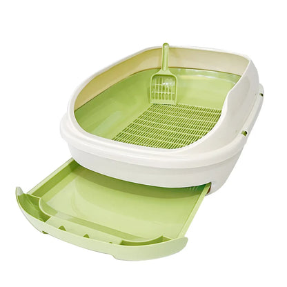 New Semi-closed Grid Drawer Double Cat Litter Pan Easy To Cleaning Extra Large Splash Proof for Pine Litter Pet Products