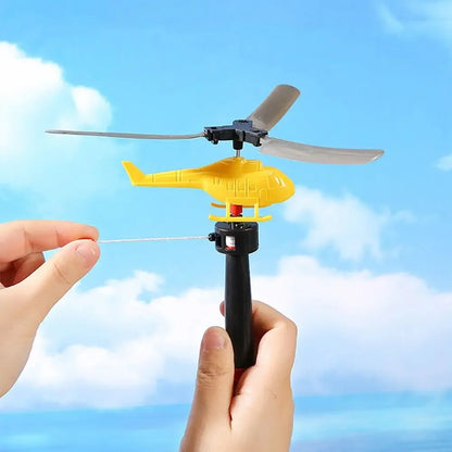 1/3/6 PCS Outdoor Sports Flying Toys Handle Pull Wire Planes Toys Flying Toy Helicopter, 360° Rotating Helicopter